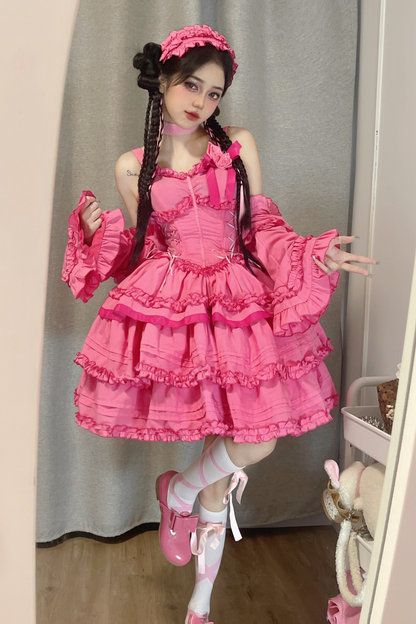 ゴシックレトロヘリンボーンウエストスリミングロリータドレス