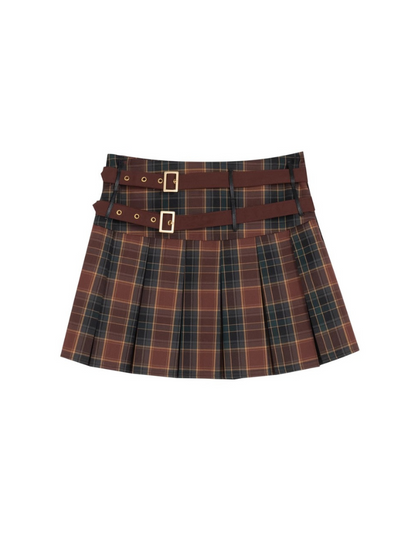 Retro College American Hot Girl College Check Skirt