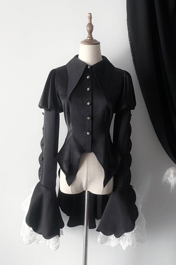 [Order Deadline: February 8] Long Pointed Collar Bell Sleeve Trailing Prince Shirt