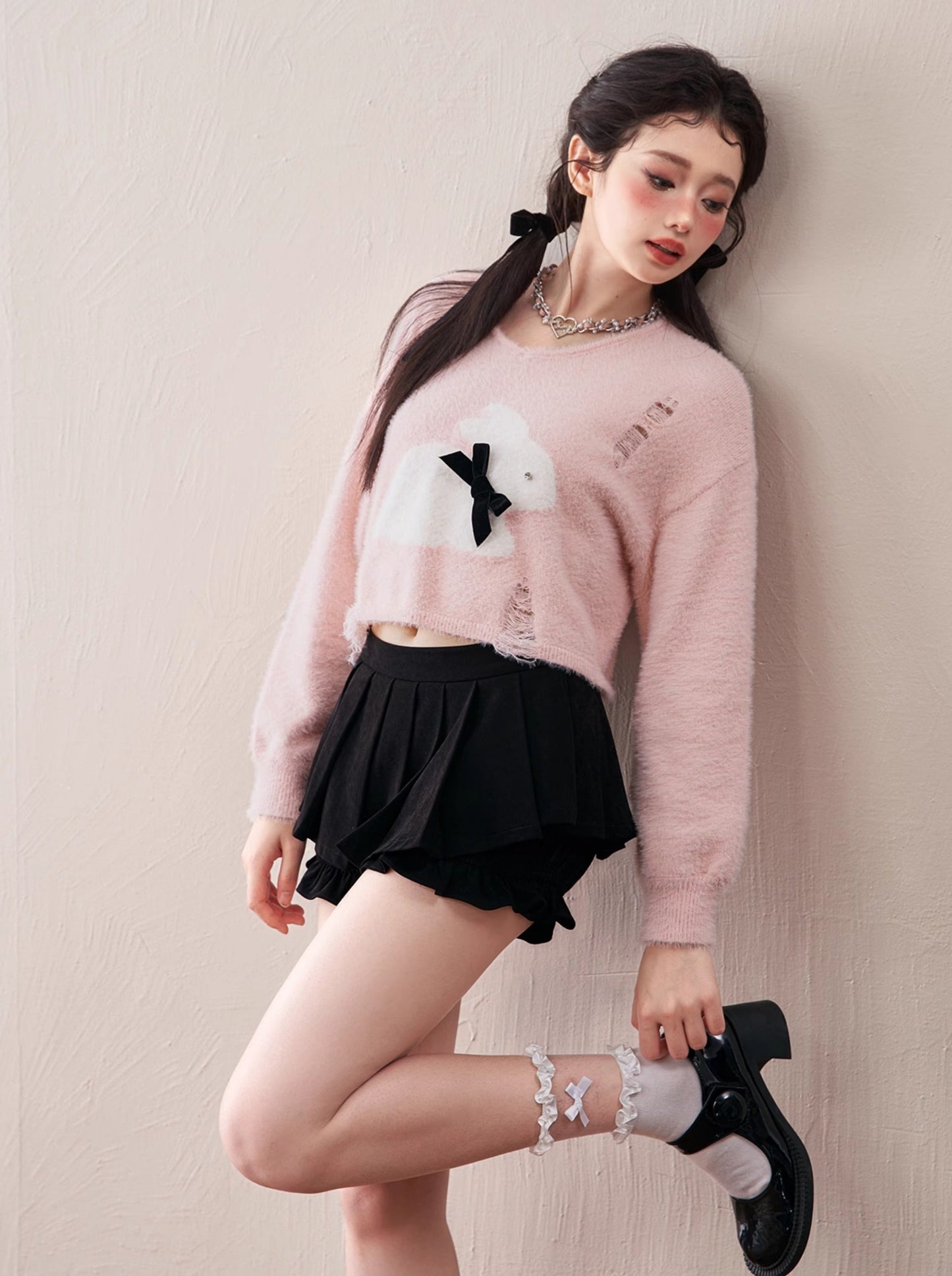 Milky Bunny Sweet Loose Mink Fur Knit