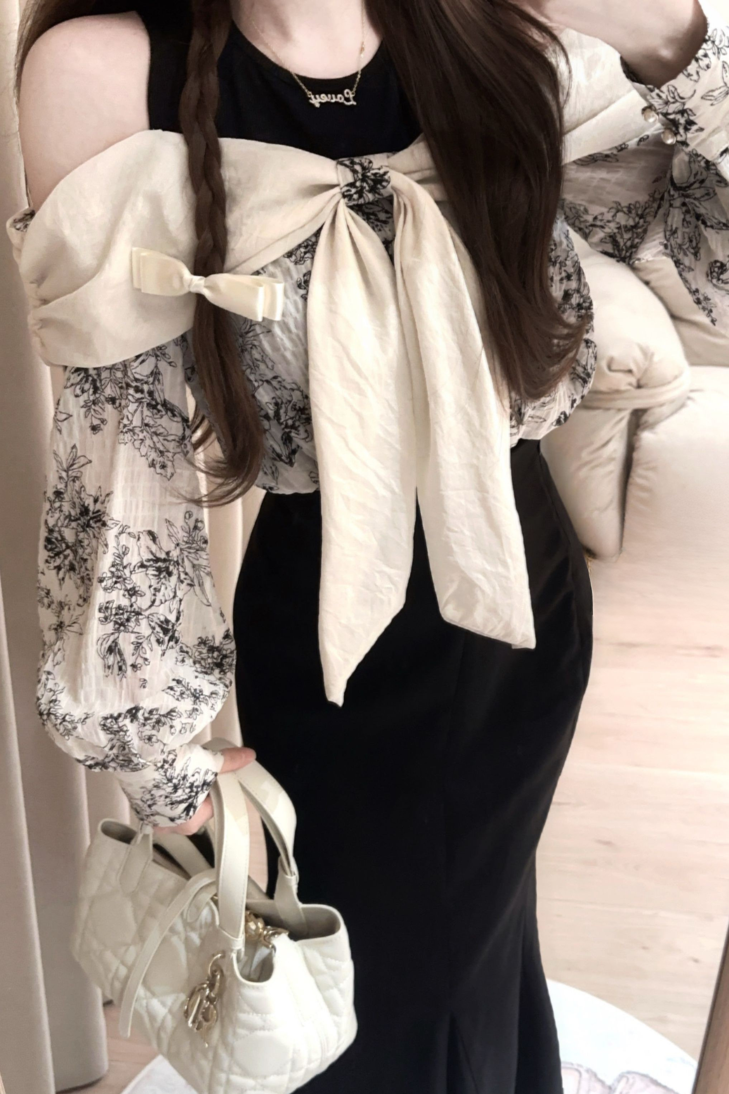 Off-the-shoulder top + mermaid skirt