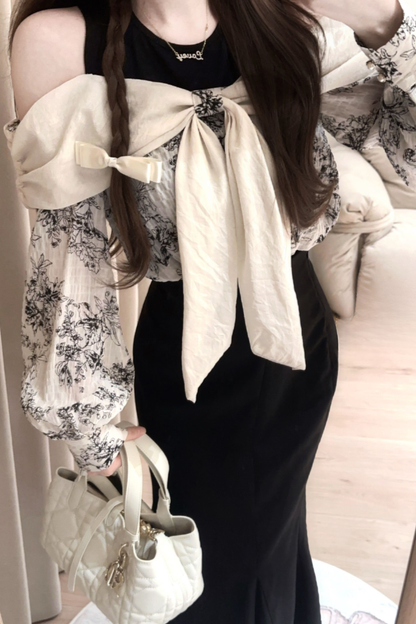 Off-the-shoulder top + mermaid skirt