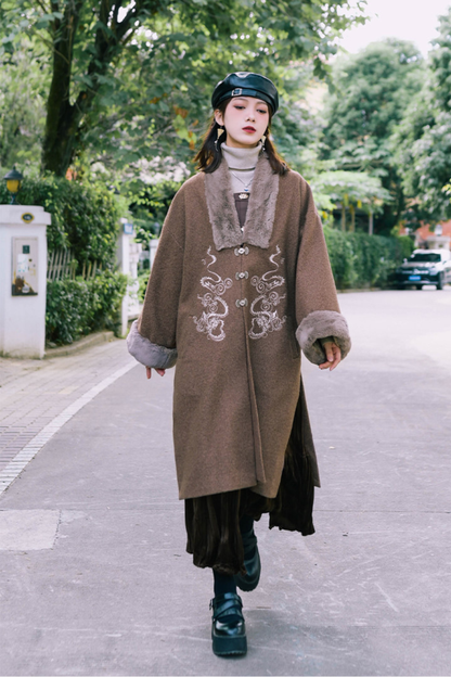 Chinese Dragon Motif Long Cardigan