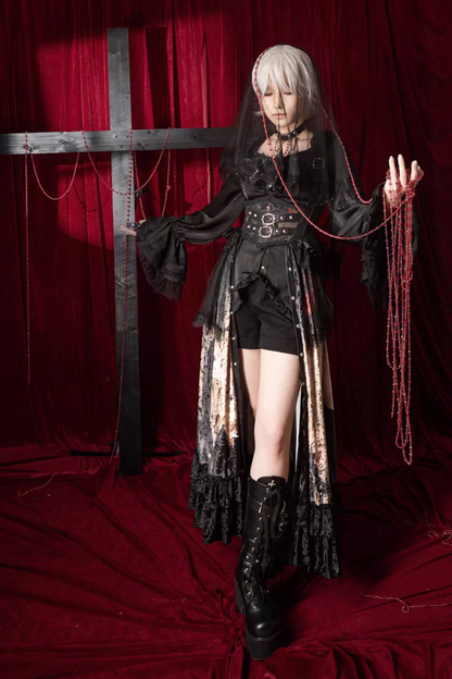 ゴシックロリータダークジャンパースカート+シャツ