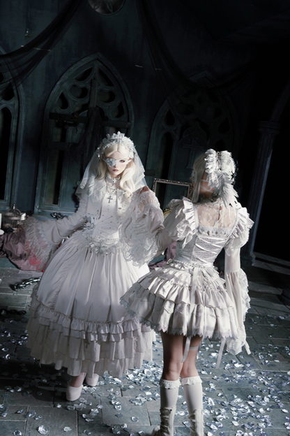 ゴシックロリータスカート+コルセット+ベール+ネックレス+ウエストチェーン