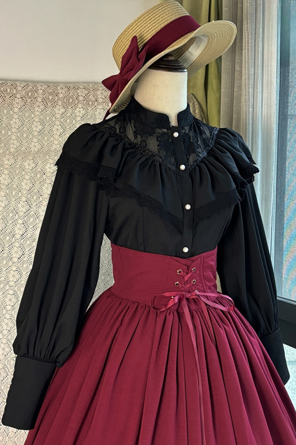 Ketch Wild Rose Stand Collar Lolita Blouse