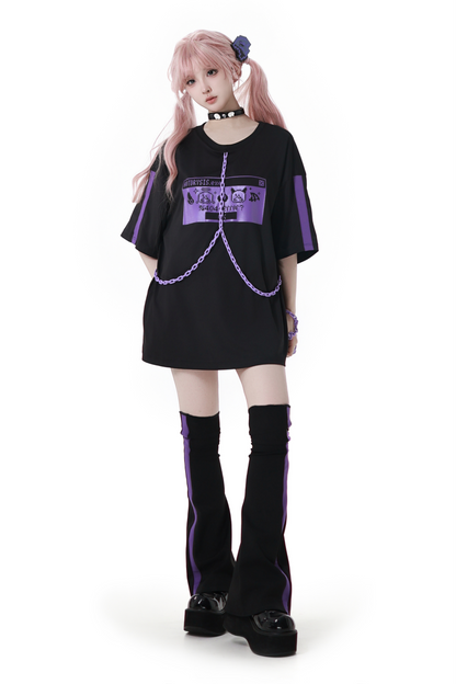Subculture Loose Over T-shirt + Pants + Leg Warmers + Angel Devil Hairpin