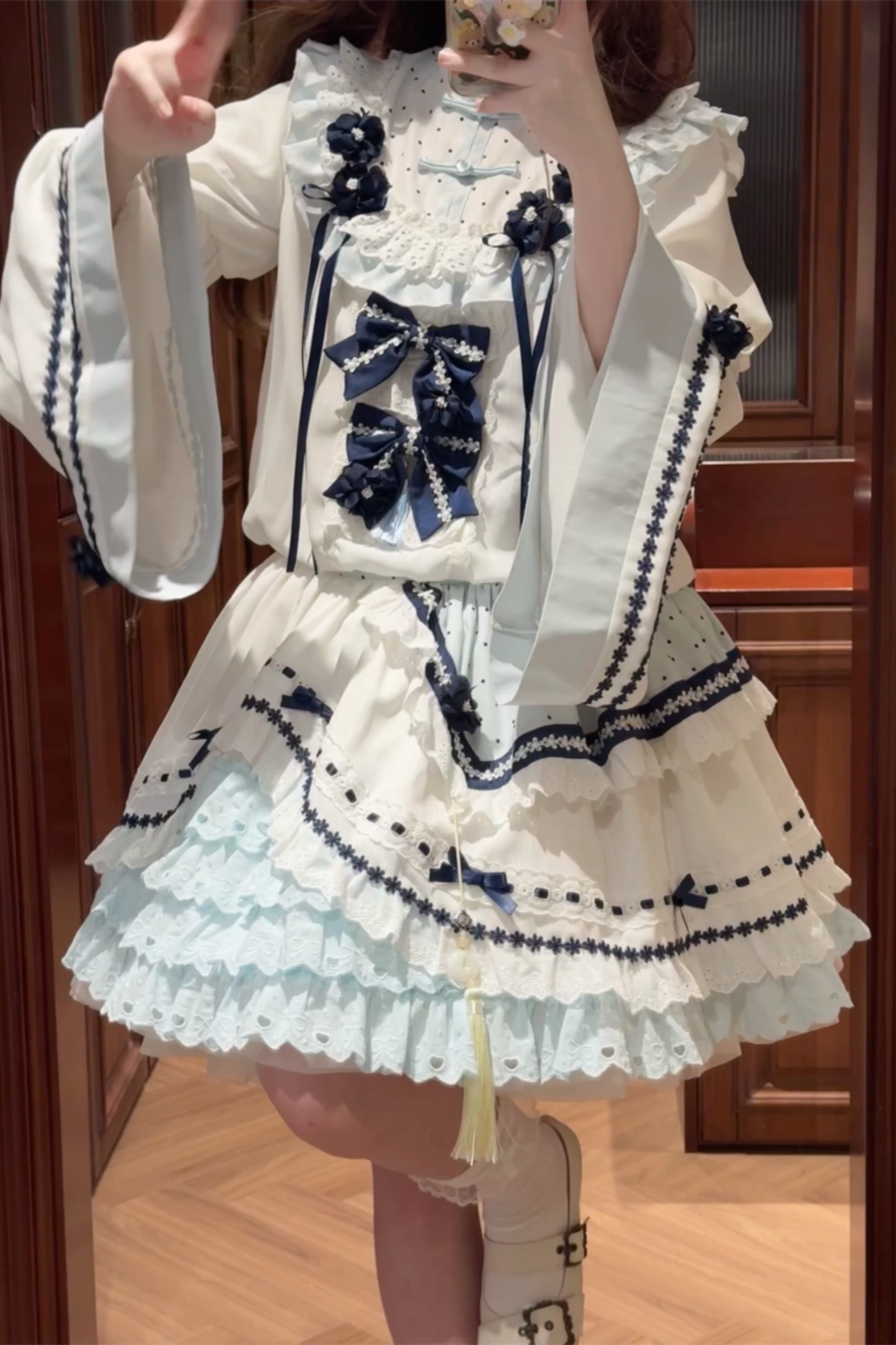 [3월 18일 예약마감] 차이나 드림 원피스 + 점퍼 스커트 + 소매 + 레그 워머 + 머리띠 + 칼라 + 클립 + 리본 + 공주 소매