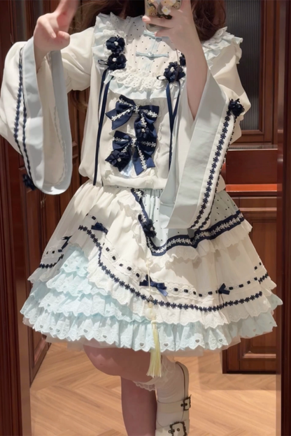 [3월 18일 예약마감] 차이나 드림 원피스 + 점퍼 스커트 + 소매 + 레그 워머 + 머리띠 + 칼라 + 클립 + 리본 + 공주 소매