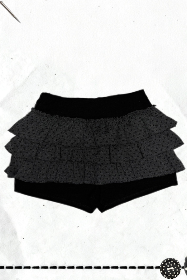 クロスハイネックトップス+パンツスカート+ペンダント