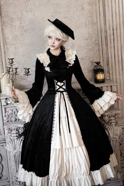 クラシカルエレガントドレス+カラー+リボン+ハット