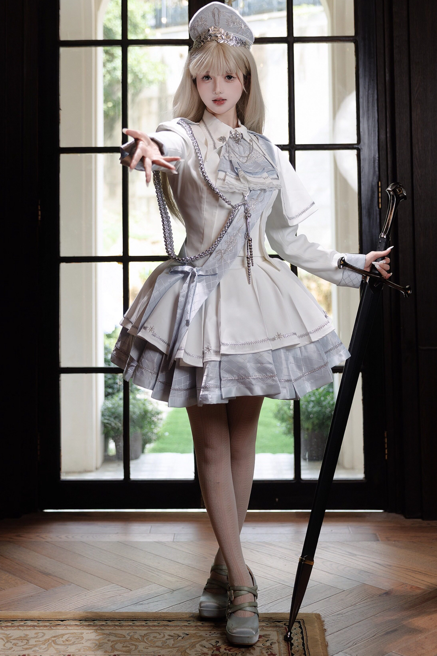 위치스 샤이닝 로리타 탑 + 스커트 + 보닛