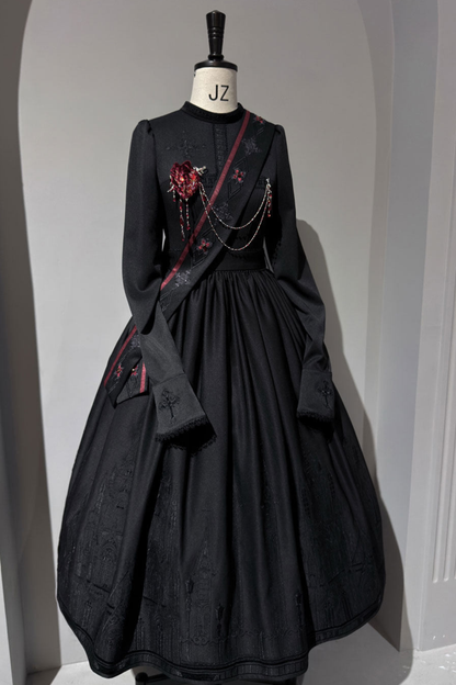 【4月19日预售截止】哥特蕾丝连衣裙+胸衣+裙子+上衣+发带+帽子+胸针