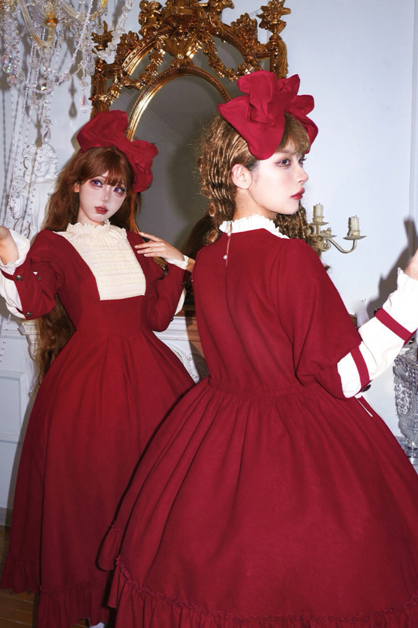 レースラッフルロリータドレス+リボン