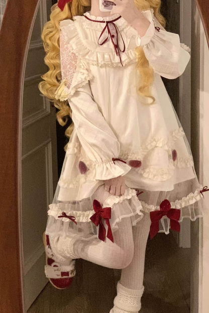 Strawberry Cream Doll Lolita Dress + Strawberry Ribbon