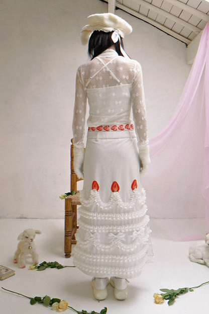 ストロベリーケーキプリントスカート