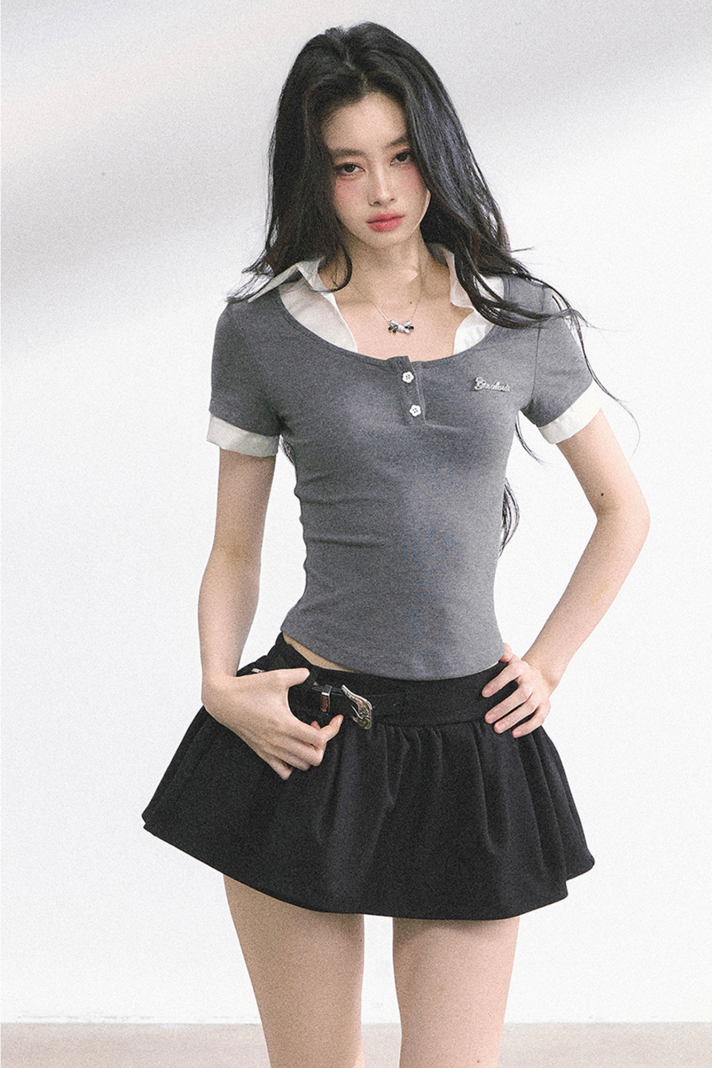 ストレートショルダーアメリカンシャツトップス