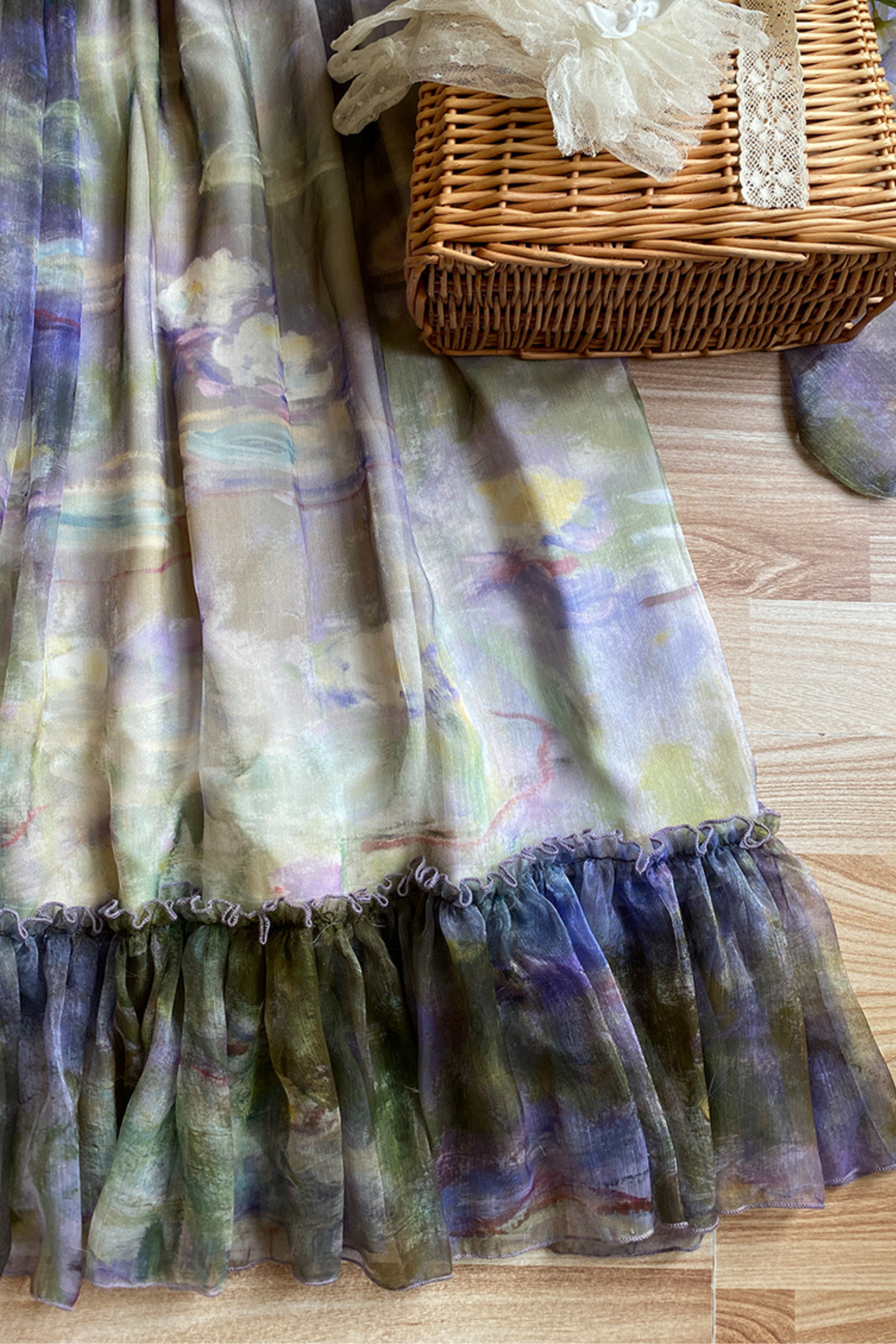 マーブルアートハイウエストマークロリータドレス