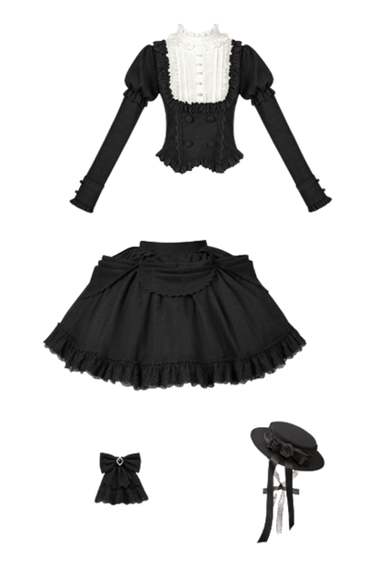 [Reservations] Classical Top + Curtain Skirt + Ribbon Collar + Hat