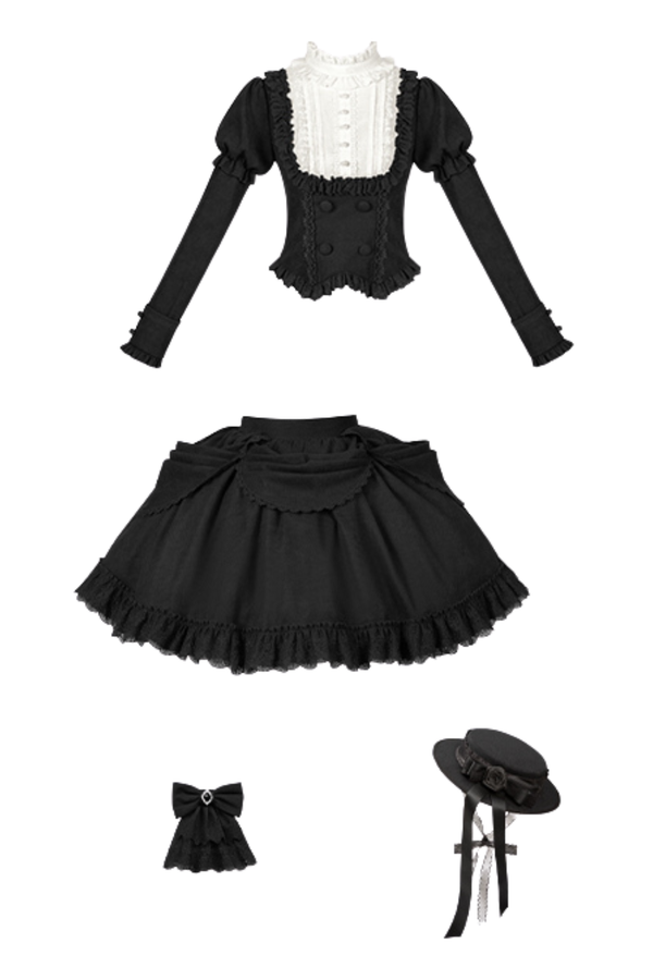 [Reservations] Classical Top + Curtain Skirt + Ribbon Collar + Hat