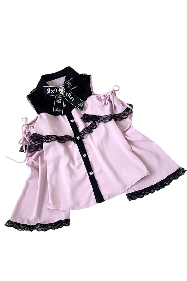 [Pre-Order] Off-Shoulder Princess Sleeve Mine Shirt