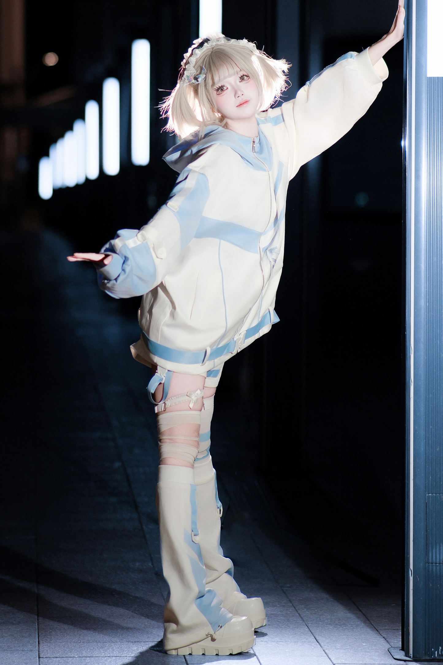 サブカルサイバージャケット+ショートパンツ+レッグカバー