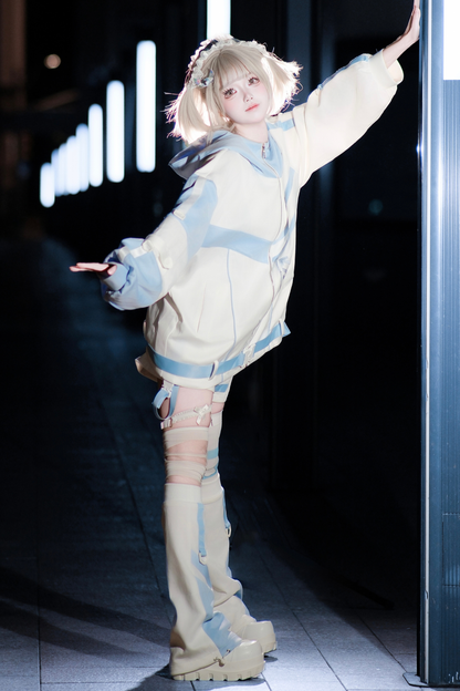 サブカルサイバージャケット+ショートパンツ+レッグカバー