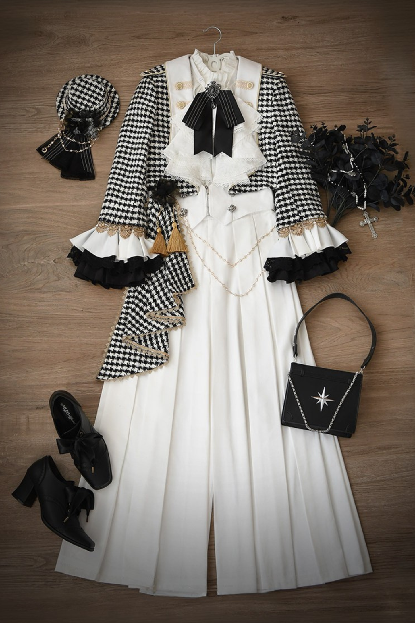 【予約商品】チャーチクワイアゴシックロリータハウンドストゥースドレスアンドプリンススーツフルセット＋コンプリートセット＋ハット