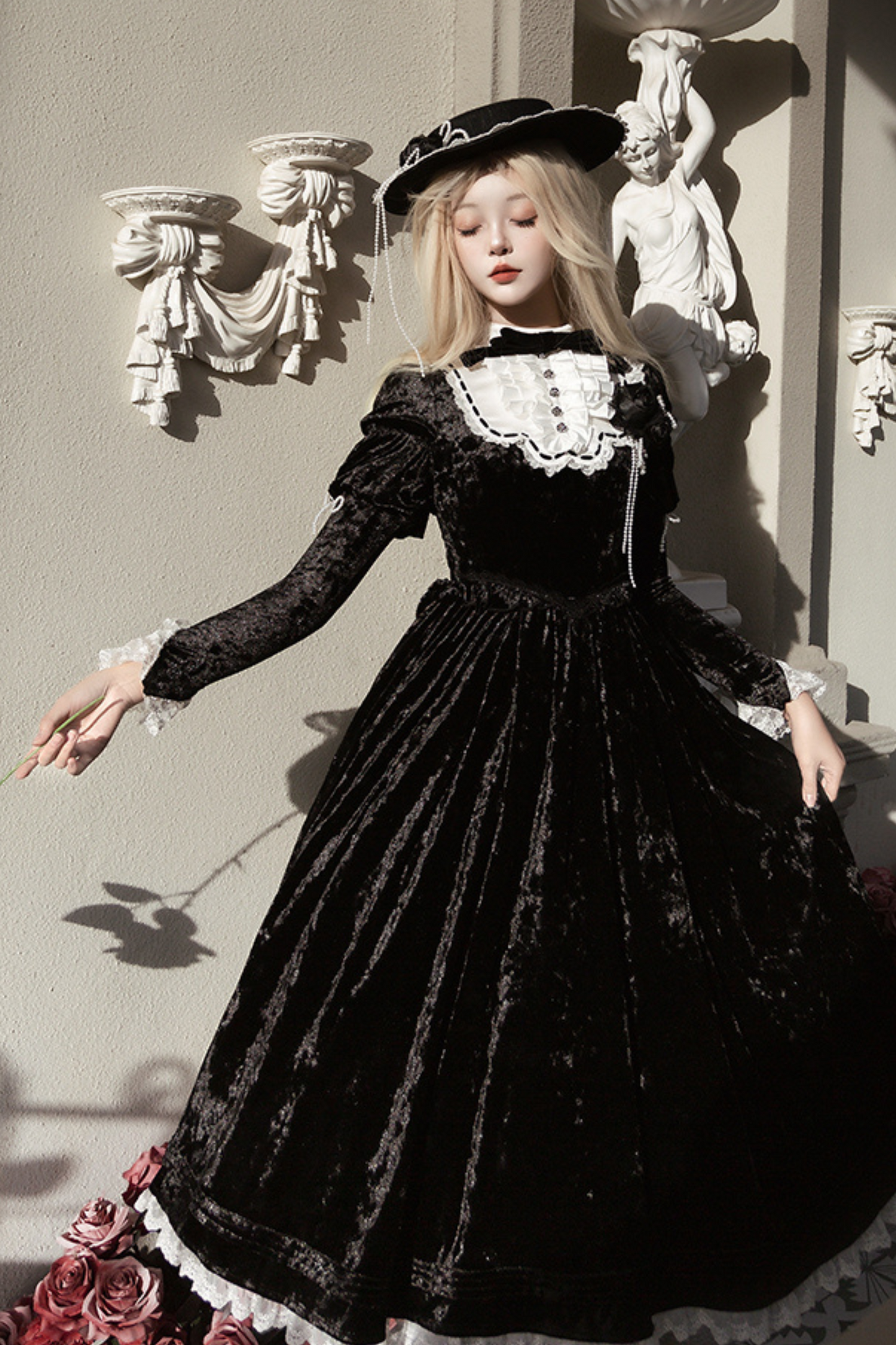Dark Gothic Velvet Lolita Dress + Cloak + Hat