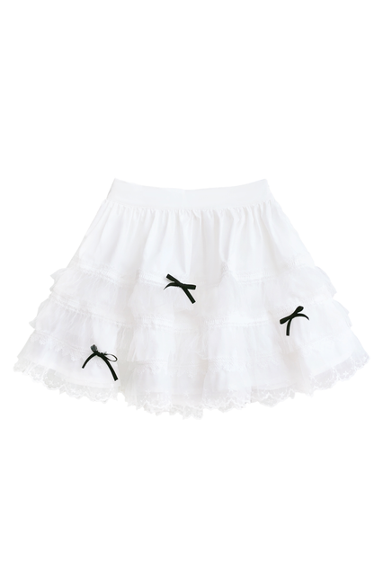 スイートガーリーリボンフレアコート+ファーカラー+シャツ+スカート+ベレー帽