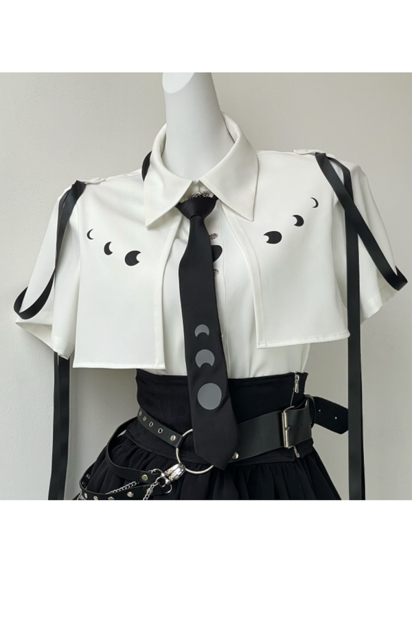 モードリボンシャツ＋コルセット＋ティアードスカート＋レッグウォーマー