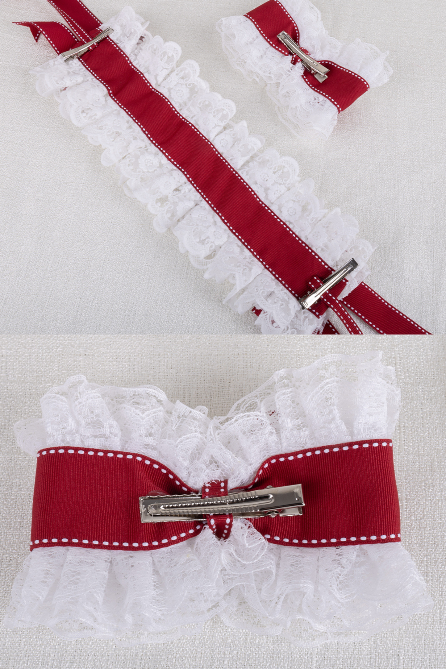 レースステッチロリータヘアバンド+ハットクリップ