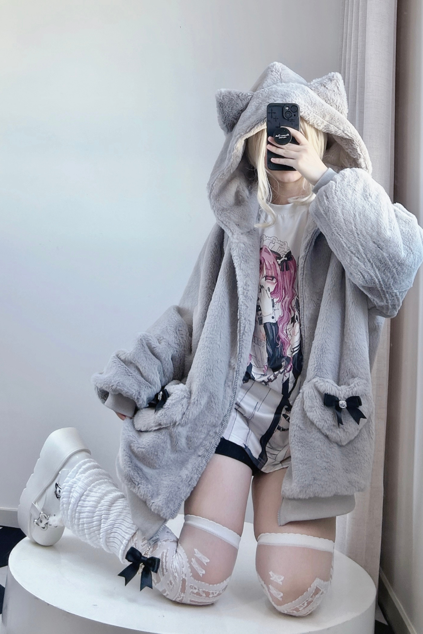 猫耳ぬいぐるみフードジャケット