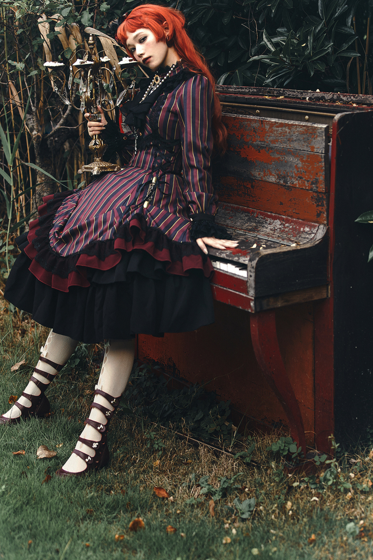 Retro Striped Elegant Gothic Lolita Dress