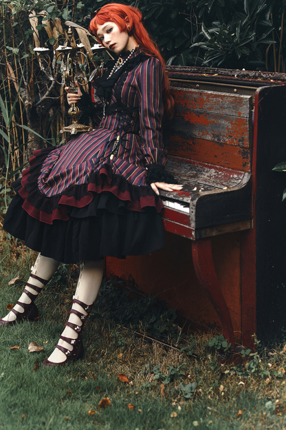 Retro Striped Elegant Gothic Lolita Dress