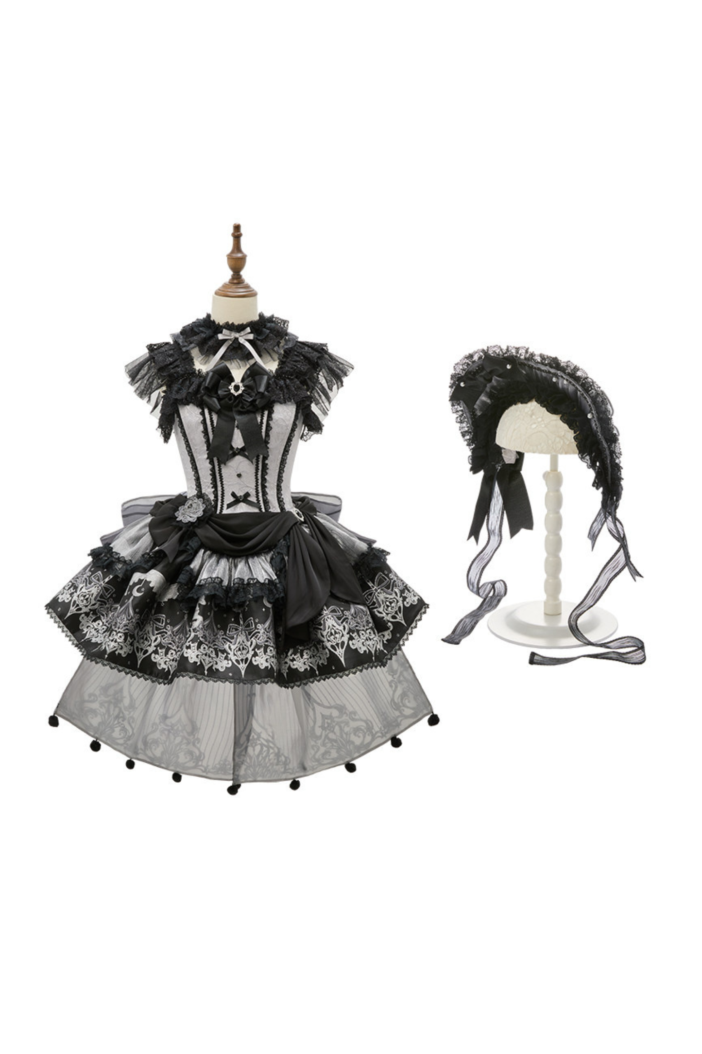 【2月28日予約締切】ダークシルバーレースロリータドレス+BNT+ネックアクセサリー