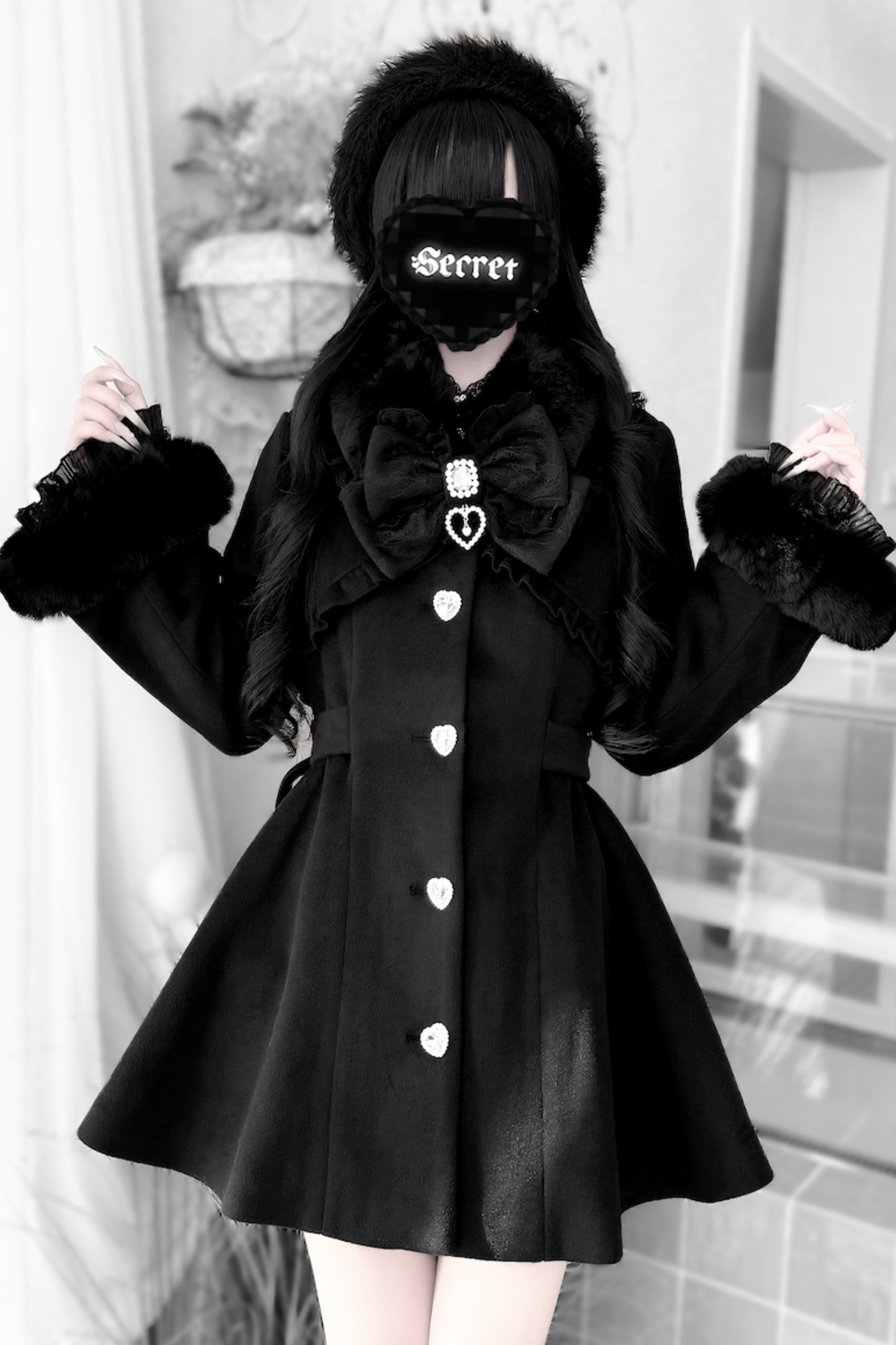 リボンウエストマークフレアコート