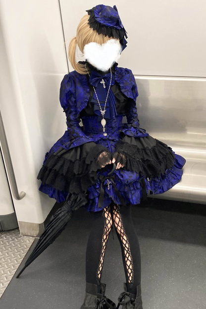 【12月6日予約締切】クロスノクターンゴシックダーク・ストライプレイヤードトップ＋クロスローズ・ストライププルアップスカート