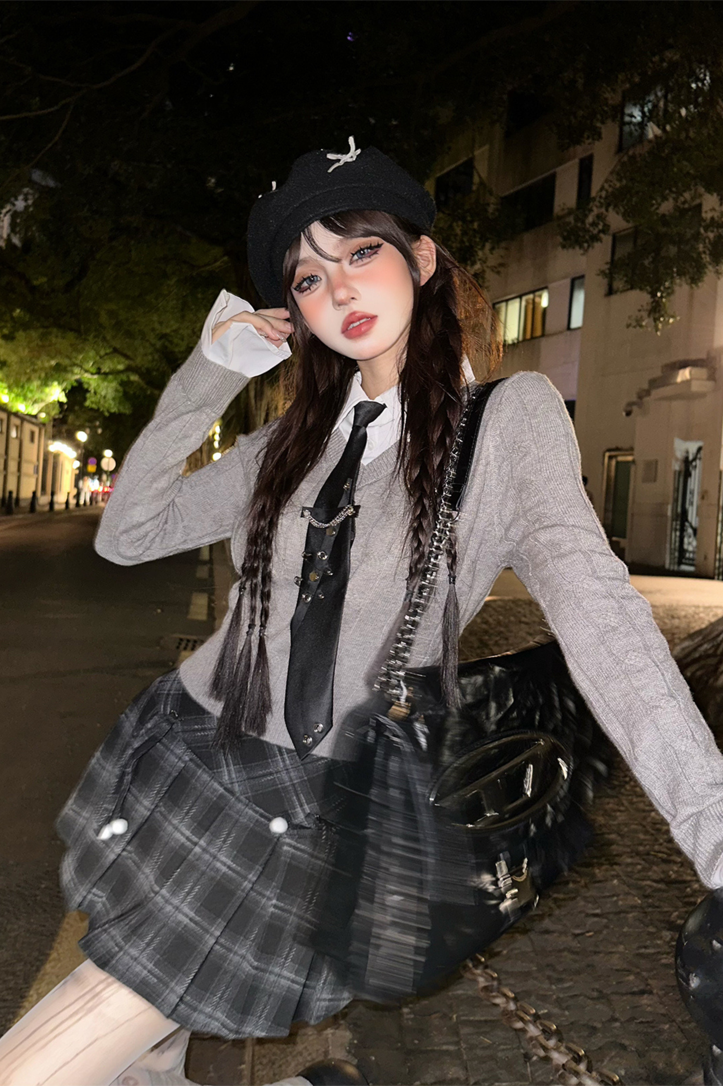 カレッジプレッピーVネックセーター