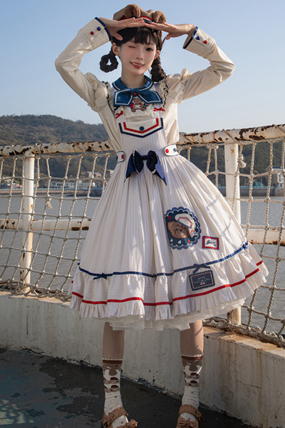 [Reservation Item] Marine Bear Design Doll Lolita Dress + Tie Top