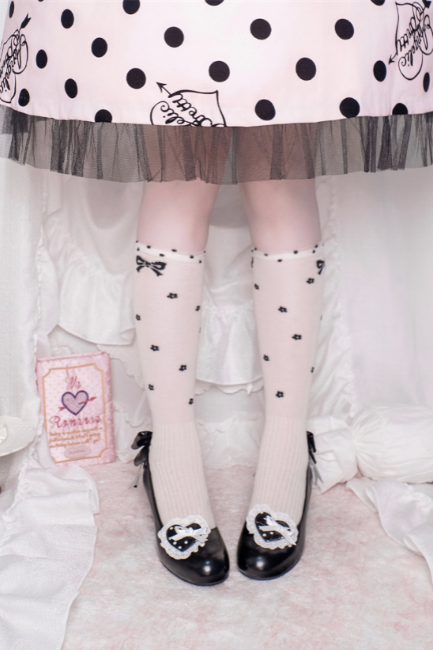 レトロドットハートロリータスイートシューズ