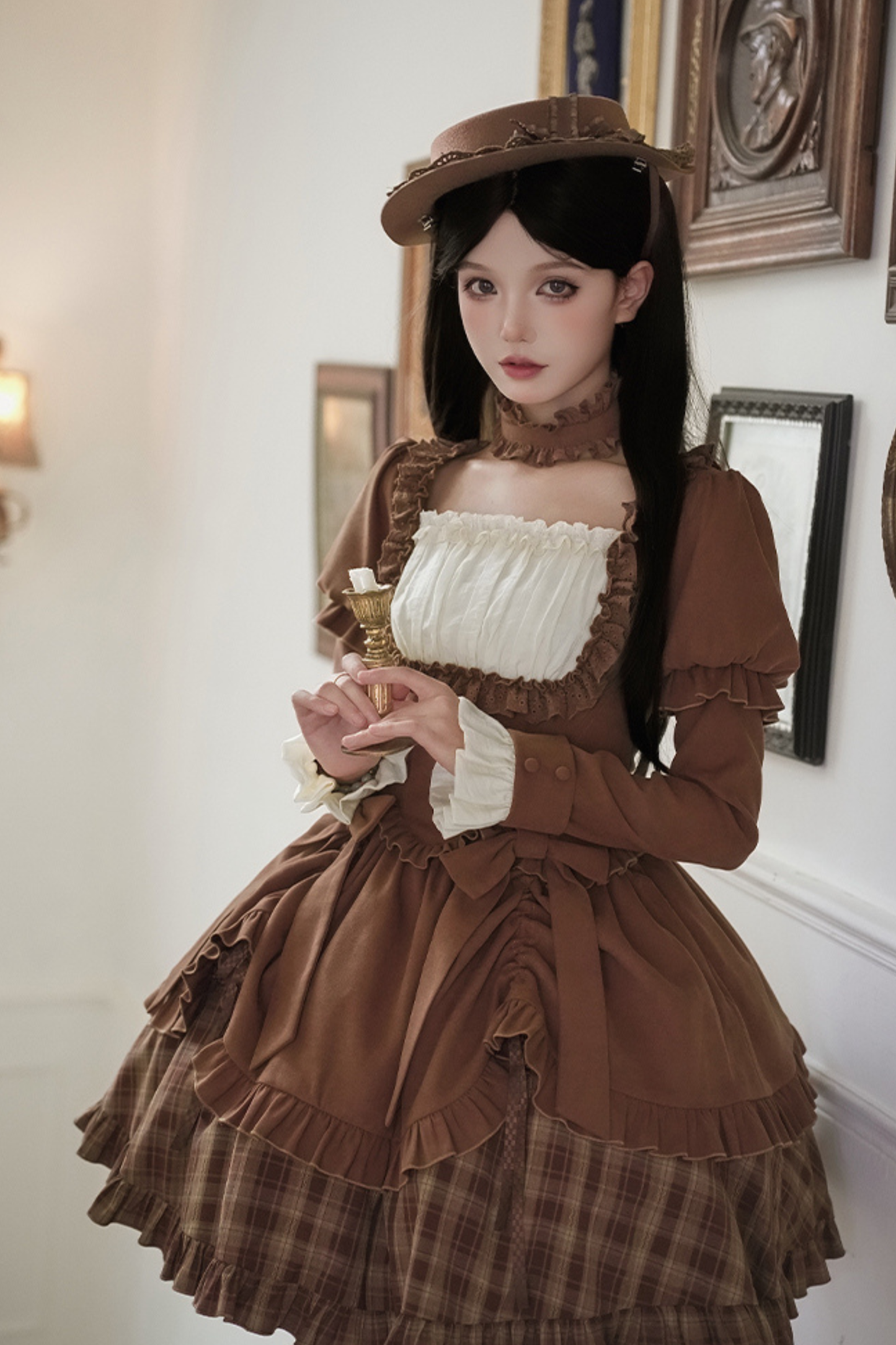 スイートチェックドールドレス＋2WAYリボン＋リボン＋ハット