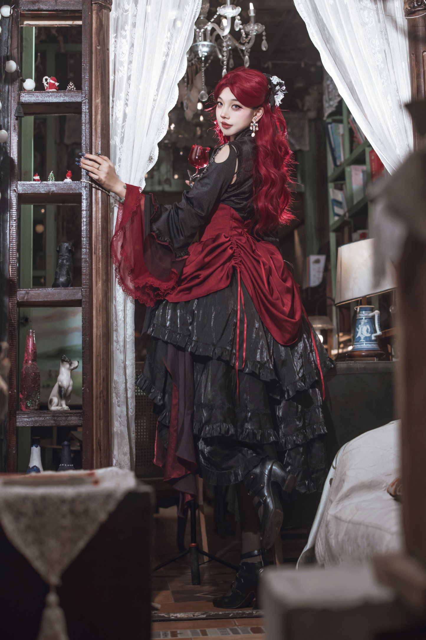 ダークフラワーゴシックロリータセットアップ