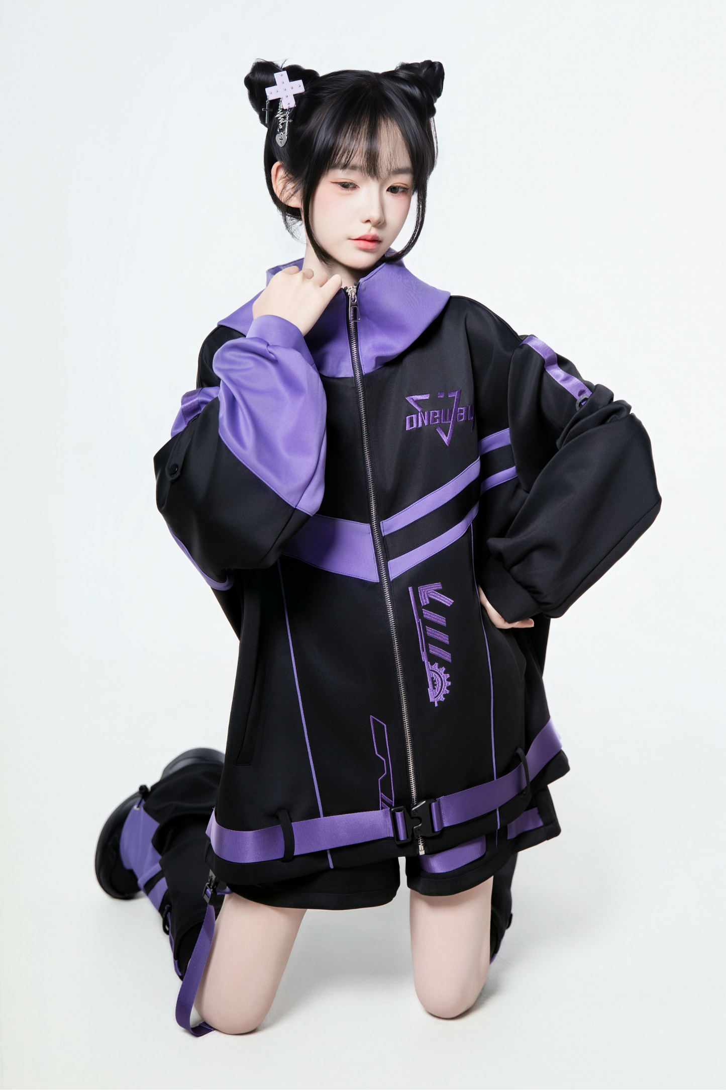 サイバーサブカルジャージジャケット+ショートパンツ+レッグカバー