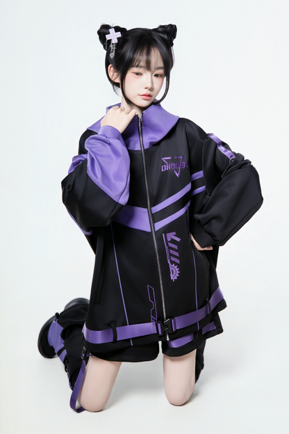 サイバーサブカルジャージジャケット+ショートパンツ+レッグカバー