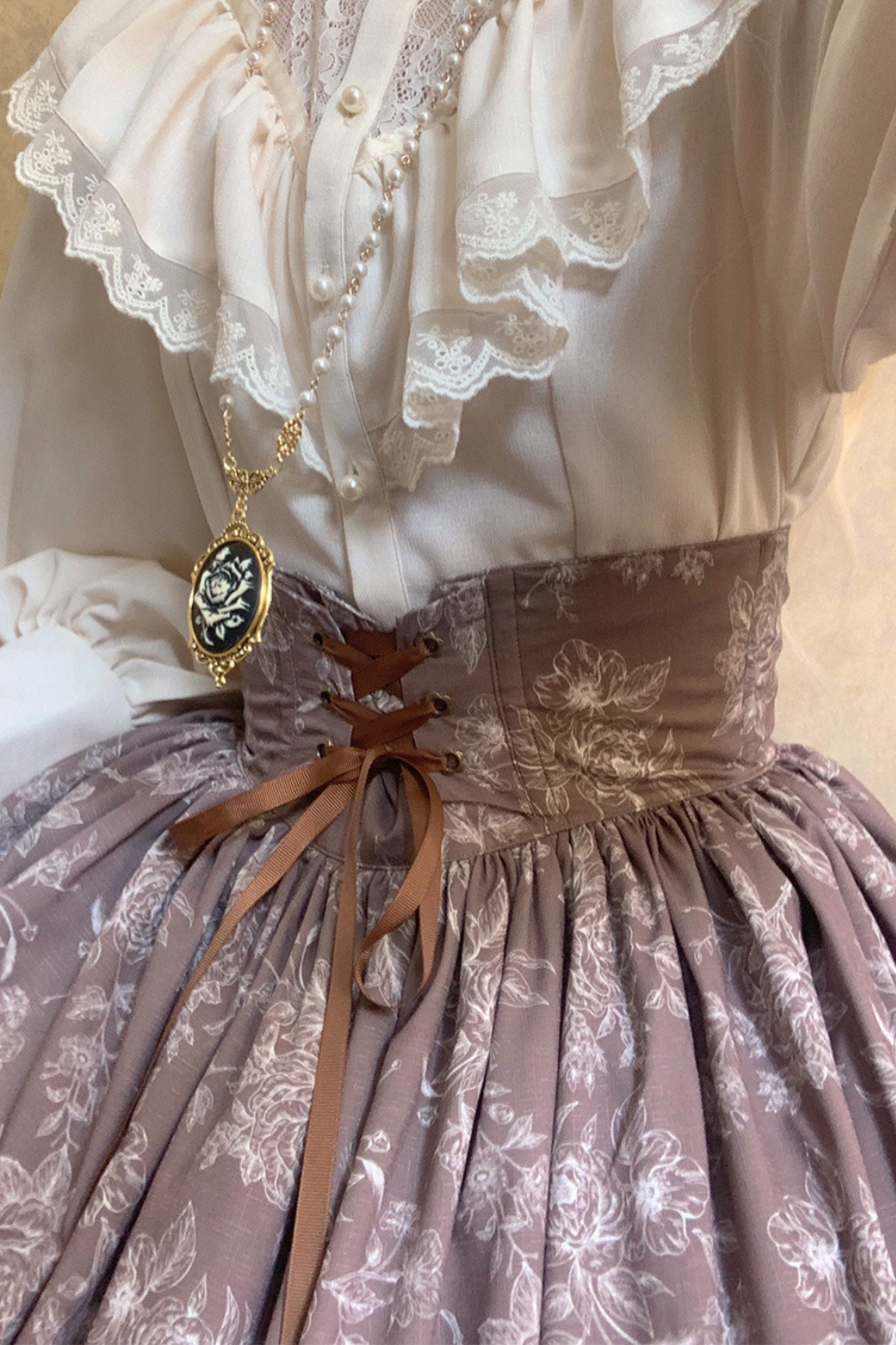 Sketch Wild Rose Elegant Herringbone Lolita Skirt