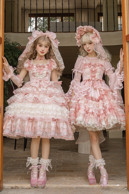 [Reservation deadline on October 18] Rose Garden Floral Pearl Ribbon Tulle Dress