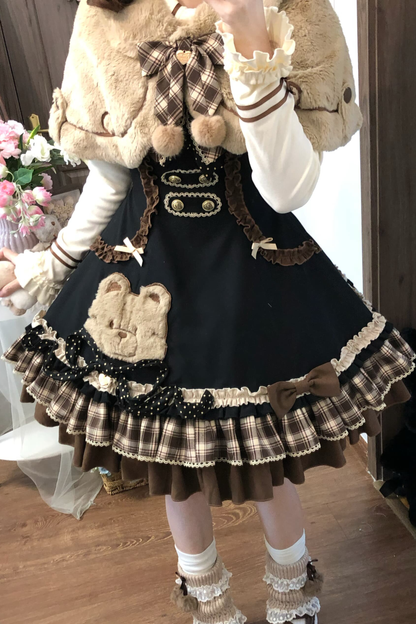 Bear Lolita Jumper Skirt + Top + Cape + Hat