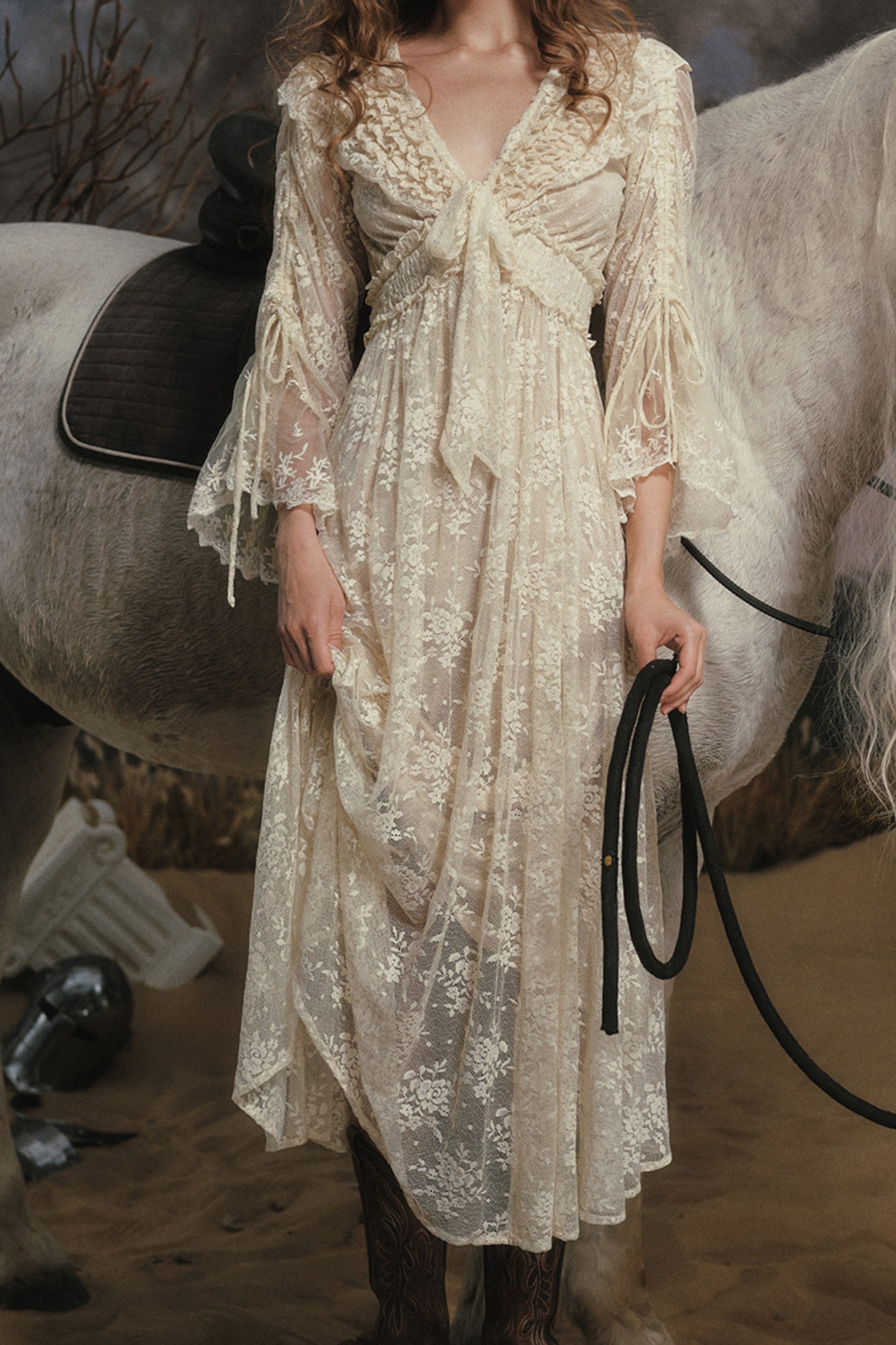 Western Lace Long Dress + Corset – Belchic