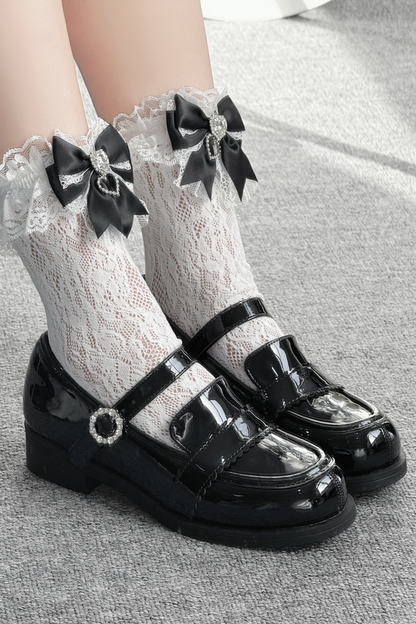Ribbon Lace-Up Mary Jane Shoes